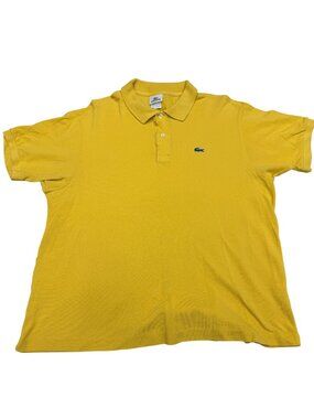 Lacoste Men's Yellow SS Polo Shirt 100% Cotton Classic Fit Iconic Logo, Size 6